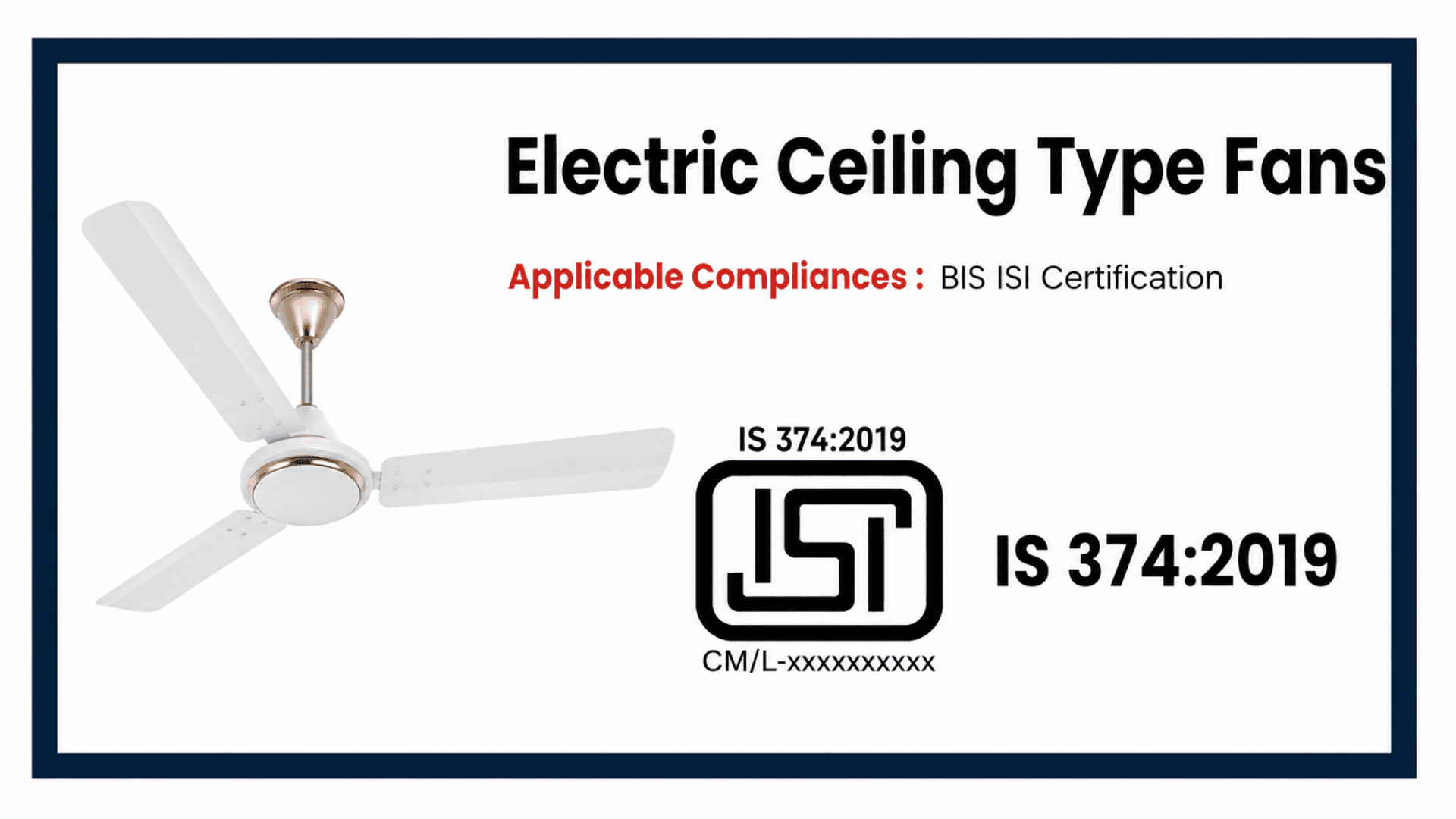 IS 374: BIS Certification for Electric Ceiling Fans
