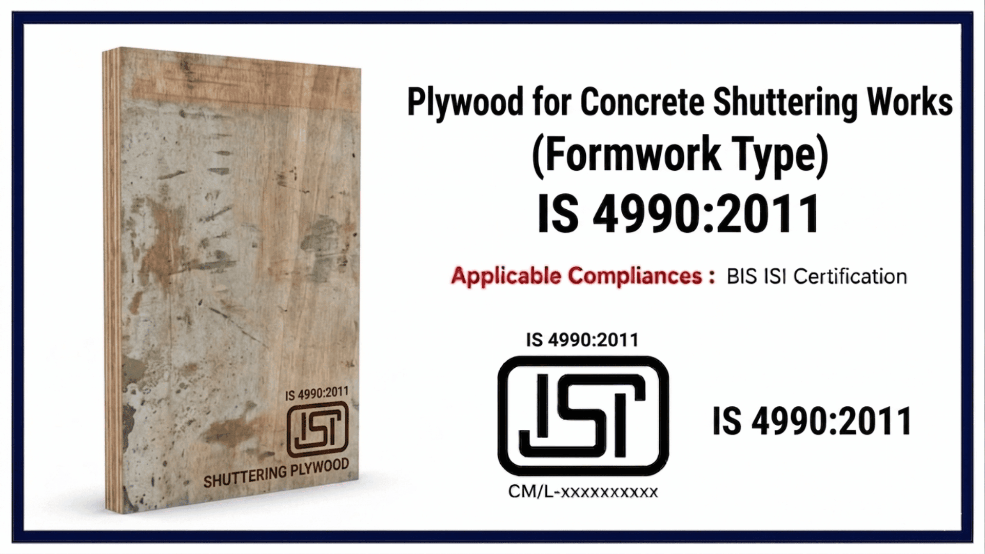 IS 4990 : BIS Certification for Plywood for Concrete Shuttering Works