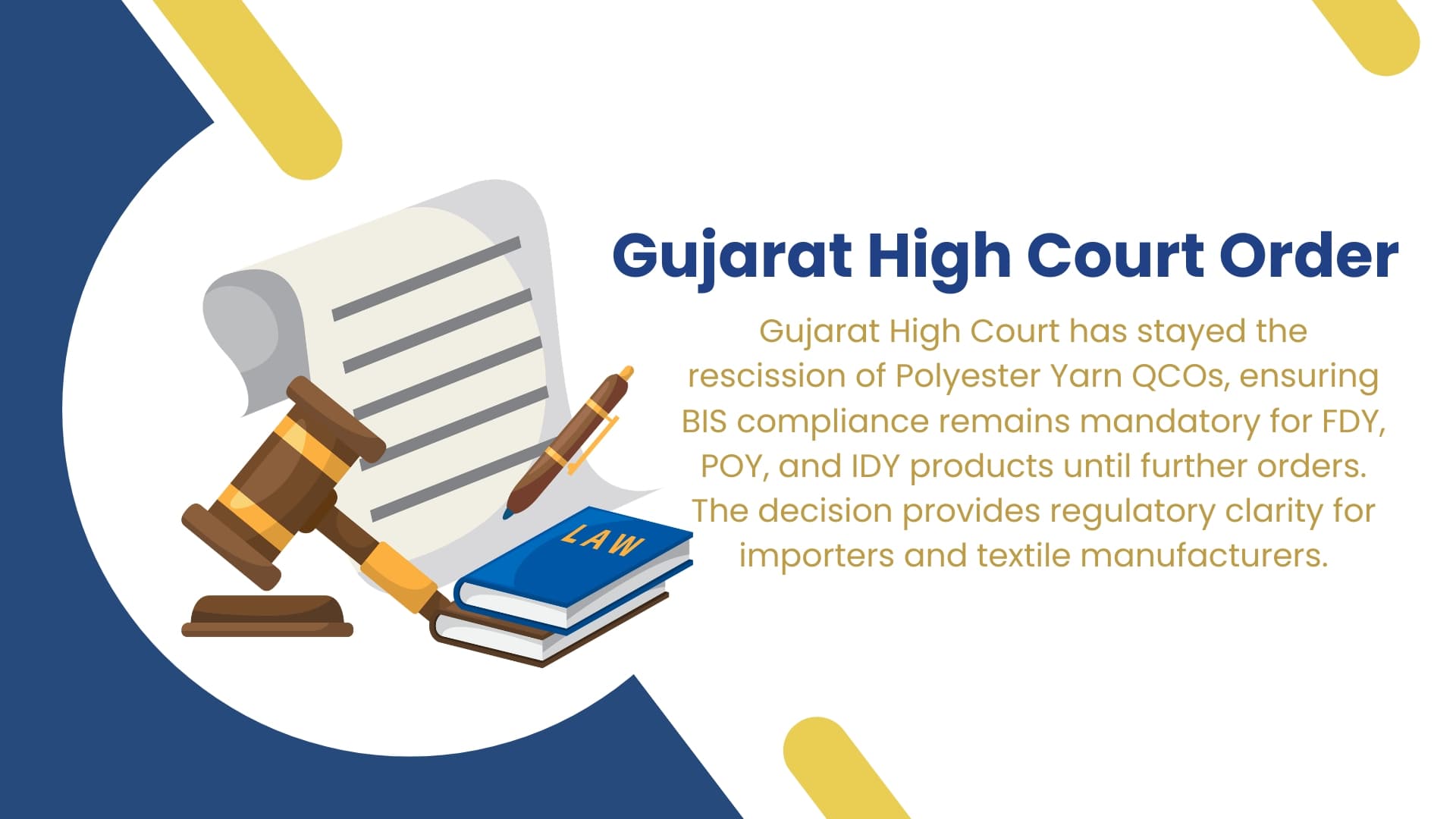 Gujarat High Court Order BIS compliance will remain mandatory for the Polyester Yarn QCO